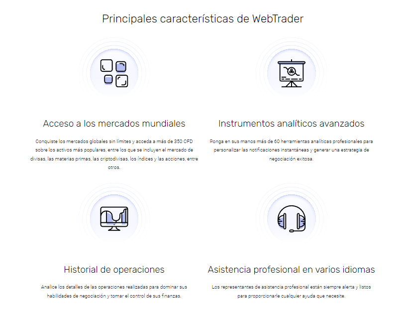 modmount ltd Principales características de WebTrader